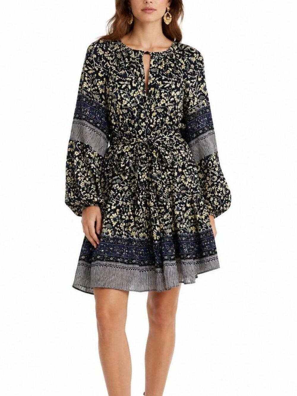 Ulla Johnson Abri Dress Raven Floral Batik Belted Mini